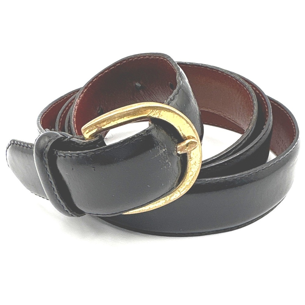 Coach 3921 Vintage Black Polished Cowhide Leather Belt Solid Brass Buckle 42 105